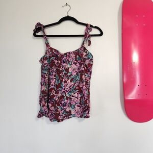 Floral Sleeveless Top with Tie Straps